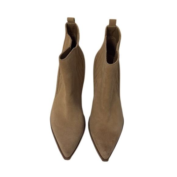 Mark Fisher Womens Tan Suede Ankle Boots Women’s 8.5 Block Heel Western Boho - Picture 3 of 12